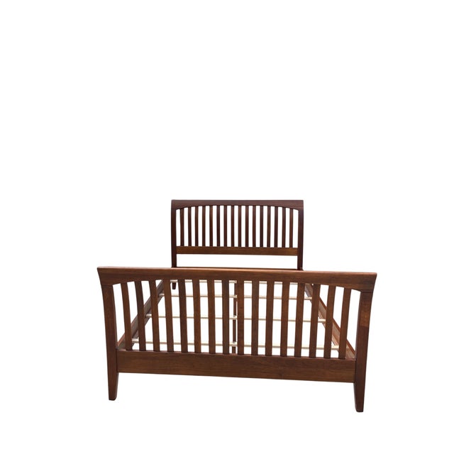 Arts & Crafts Vintage Ethan Allen American Impressions Queen Sleigh Bed Mission Arts Crafts Headboard For Sale - Image 3 of 14