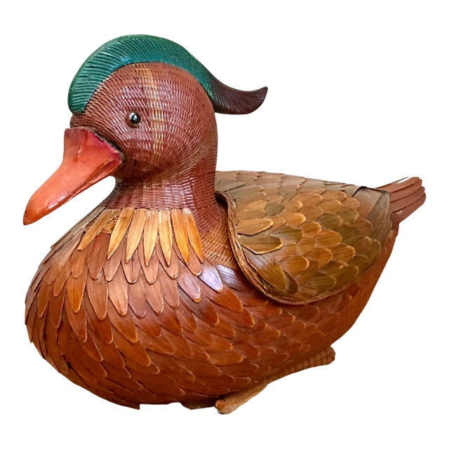 Vintage Shanghai Weave Woven Lidded Duck For Sale