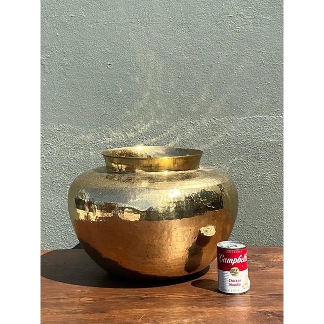 Vintage Hammered Brass Vase For Sale - Image 12 of 16