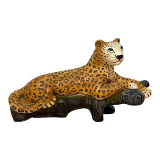 Vintage 25" Hollywood Regency Leopard Figural Statue Sculpture For Sale