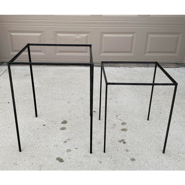 Modern Mid Century Thin Line Iron Nesting Table Bases-Set of Two For Sale - Image 3 of 6