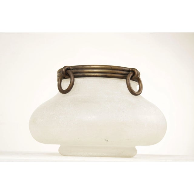 Neoclassical Neoclassical Style Opaque Glass and Brass Vase For Sale - Image 3 of 12