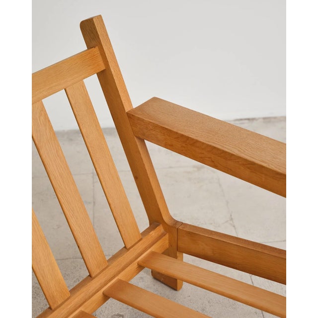Brutalist Lounge Chair with Ottoman in Oak and Leather by Tage Poulsen, Denmark, 1960s, Set of 2 For Sale - Image 15 of 18