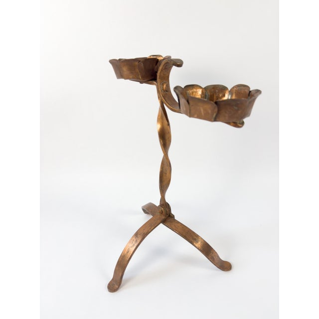 Antique Arts & Crafts Copper Double Pricket Candlestick, C. 1900–1930, Brutalist Style For Sale - Image 6 of 18