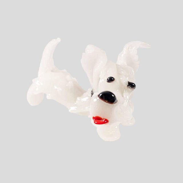 Gold Vintage White Murano Glass Scottish Terrier Dog Figurine from Barovier & Toso, 1930s For Sale - Image 8 of 11