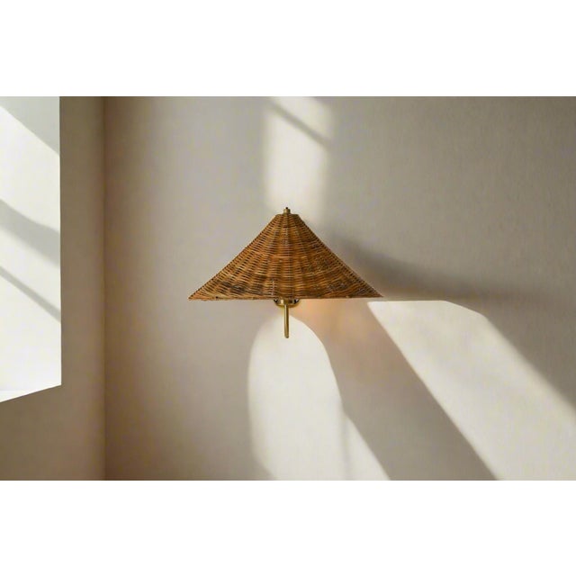 2020s Wicker Rattan Wall Sconce, Mid Century Modern Style For Sale - Image 5 of 8
