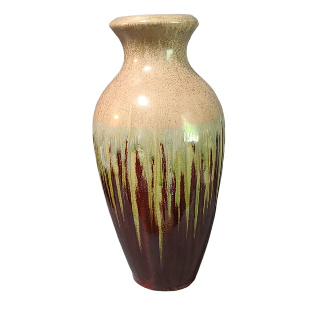 Wine Mid-Century Modern Style Ceramic Drip Glazed Earth Tone Vase For Sale - Image 8 of 8