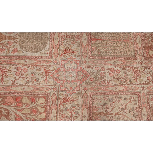 1900 - 1909 Antique Persian Tabriz Copper, Terracotta and Ivory Hand Knotted Wool Rug For Sale - Image 5 of 11