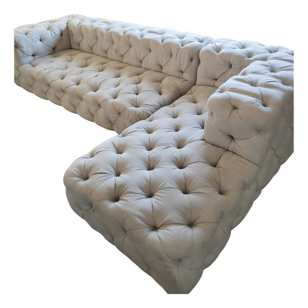 Restoration Hardware Soho Tufted U-Chaise Sectional — 100% Linen