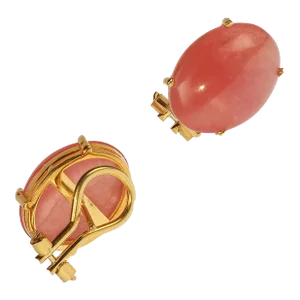 Oval Cabochon Rhodochrosite Earrings in Gold Over Sterling Silver - 2 Pieces