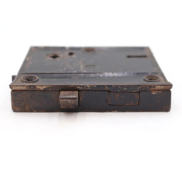 Antique Right Swing Cast Iron Door Rim Lock For Sale - Image 4 of 8