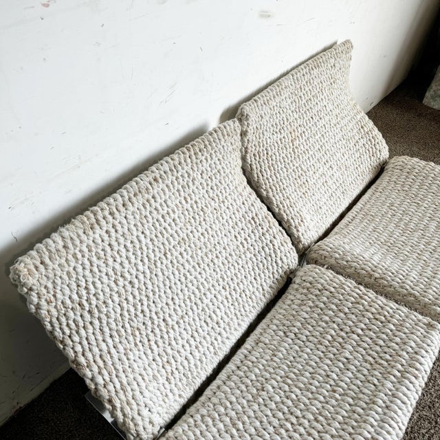 Marzio Cecchi Low Knitted Rope and Chrome Lounge Chairs - a Pair For Sale - Image 10 of 11