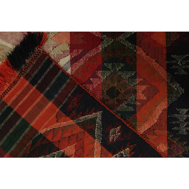 Textile Vintage Persian Shiraz Tribal Kilim in Colorful Geometric Patterns - Rug & Kilim For Sale - Image 7 of 7