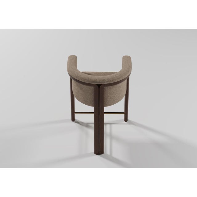 Agnes Bar Stool in Walnut and Teal Wool Fabric by Javier Gomez For Sale - Image 4 of 6