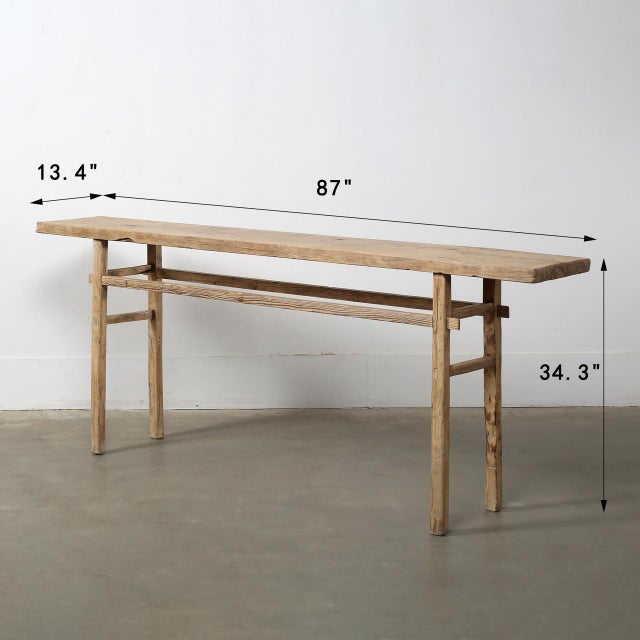 Farmhouse Vintage Cottonwood Console Table in Weathered Wood For Sale - Image 3 of 6