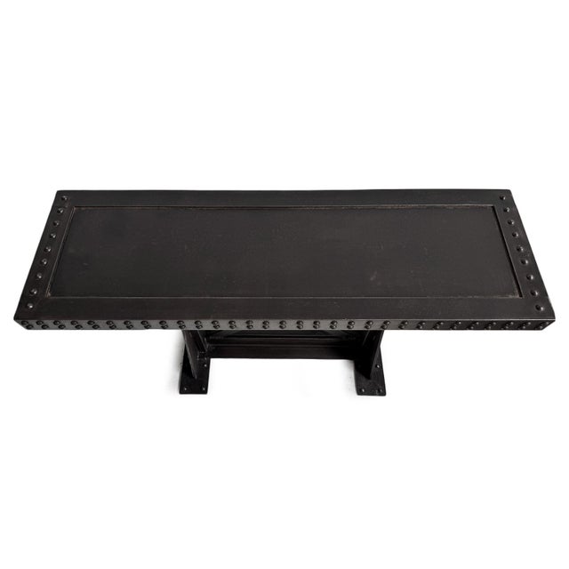 Industrial Vintage Industrial Iron X Rivet Console Table For Sale - Image 3 of 7