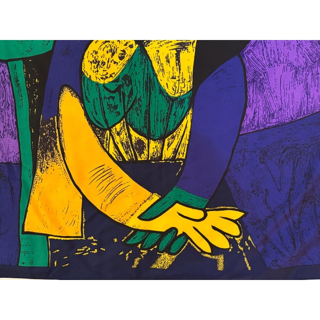 Vintage French Scarf after Pablo Picasso Cubist Portrait of "Femme Assise 1980s For Sale - Image 9 of 12