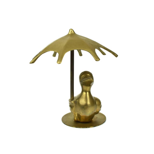 Mid-Century Modern Vintage Solid Gold Brass Duck Figurine Model For Sale - Image 3 of 10