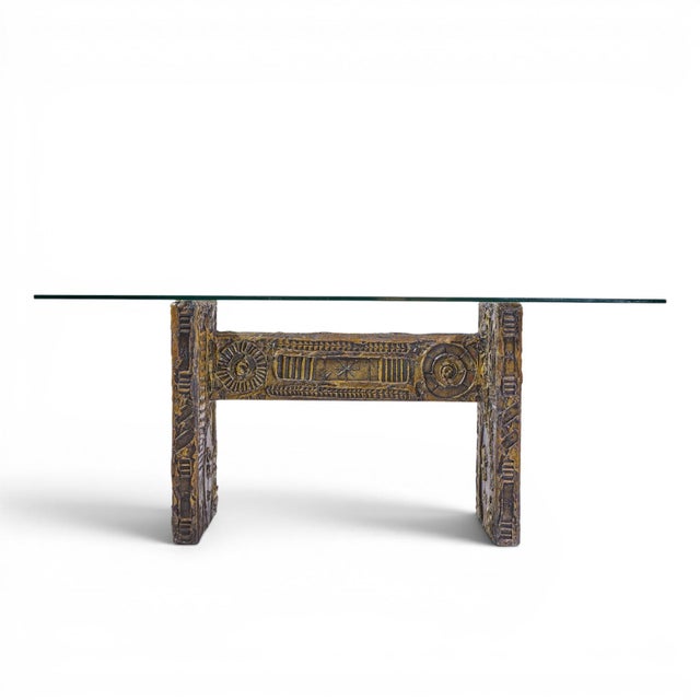 Adrian Pearsall for Craft Associates Mid Century Brutalist Glass Top Dining Table For Sale In Chicago - Image 6 of 8