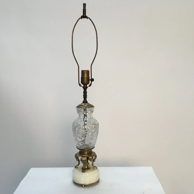 Early 20th Century Brass and Cut Class Lamp on Onyx Base For Sale - Image 10 of 10