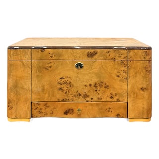 Vintage Thompson & Co Burl Wood Humidor With Drawer For Sale