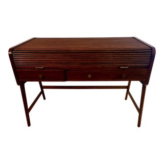 Vintage Sligh-Lowry Walnut Rolltop Modern Desk For Sale