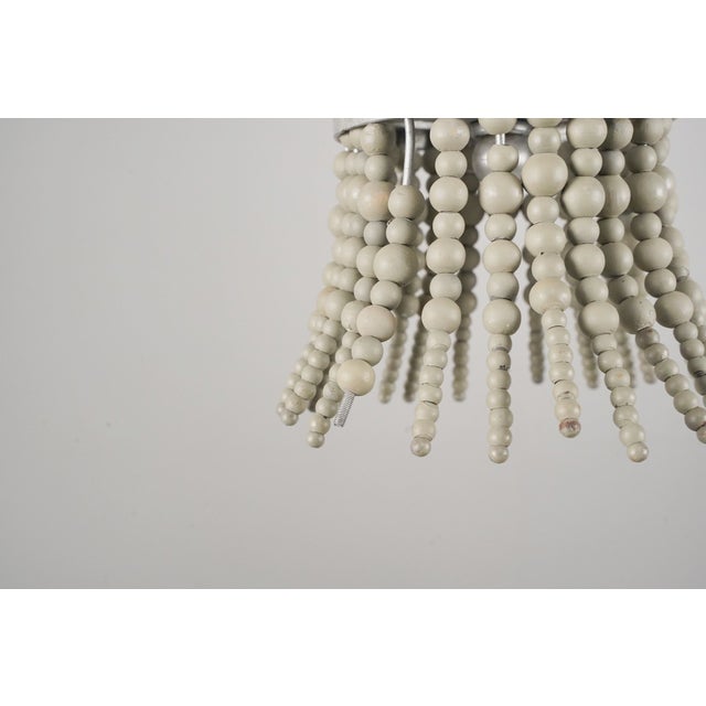 Vintage Bohemian Wood Beads Brushed Steel Chandelier For Sale - Image 10 of 16