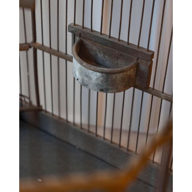 Green Late 19th-Century Green-Painted Wooden Birdcage For Sale - Image 8 of 8