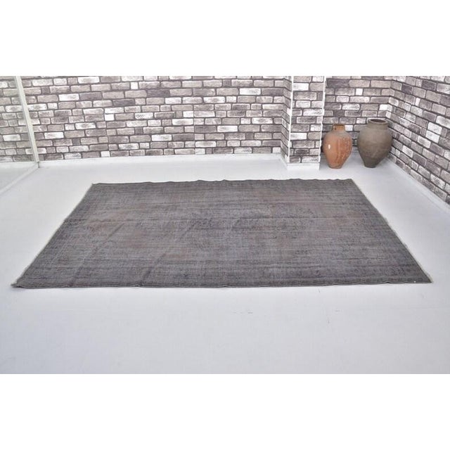 Vintage Distressed Turkish Oushak Rug in Muted Charcoal Gray & Taupe For Sale - Image 10 of 10