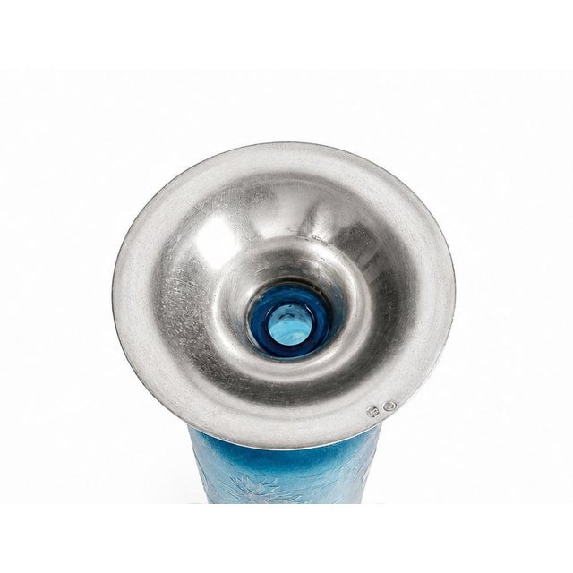 Art Nouveau Blue Cameo Glass and Silver Vase from Daum Nancy, 1900s For Sale - Image 4 of 5