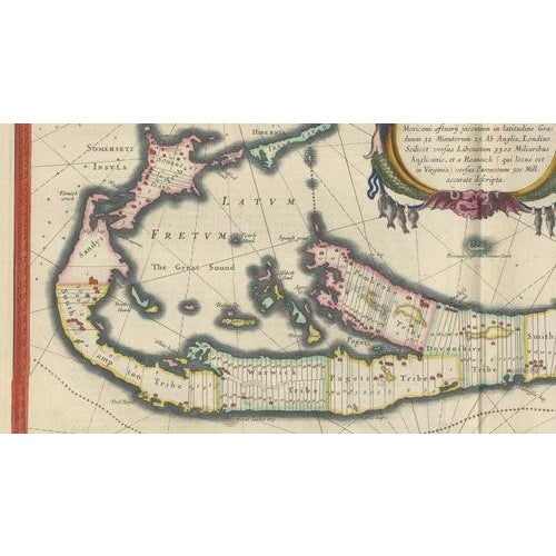 Hand-Colored Bermuda Map with Somers Isles from Blaeu, 1642 For Sale - Image 10 of 12
