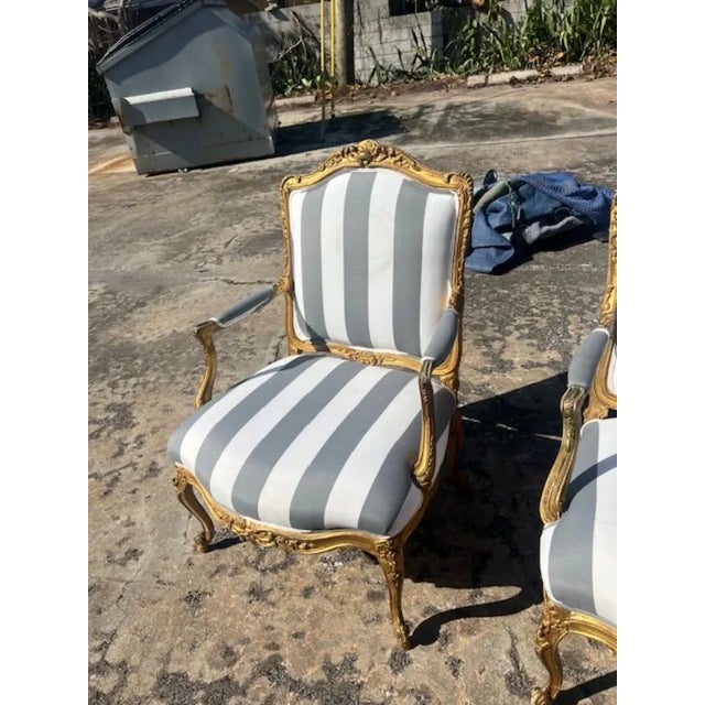 1960s 1960s Pair of French Gilt Armchairs For Sale - Image 5 of 6