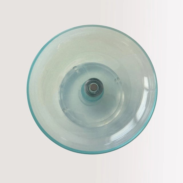 Murano Murano Dish With Lucite Base, 1960s Opalescent Aqua Blue For Sale - Image 4 of 8