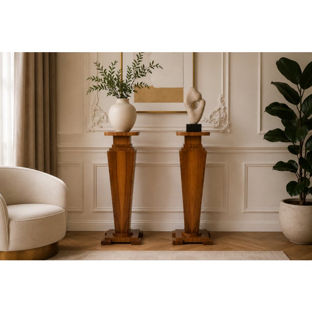 Mid-20th Century Art Deco Pedestals, Poland, 1950s For Sale - Image 12 of 12