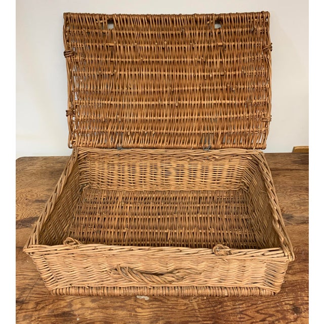 Vintage Willow Wicker Hamper French Basket #1 For Sale - Image 4 of 9