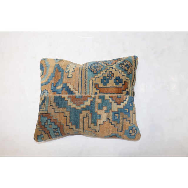 Contemporary Blue Gold Indian Rug Pillow For Sale - Image 3 of 5