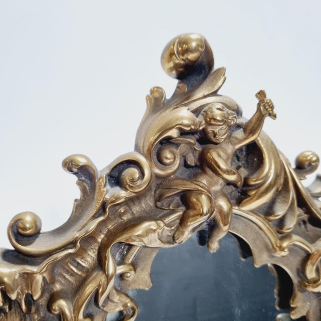 Antique Baroque Brass Table Mirror, 1890s For Sale - Image 14 of 16