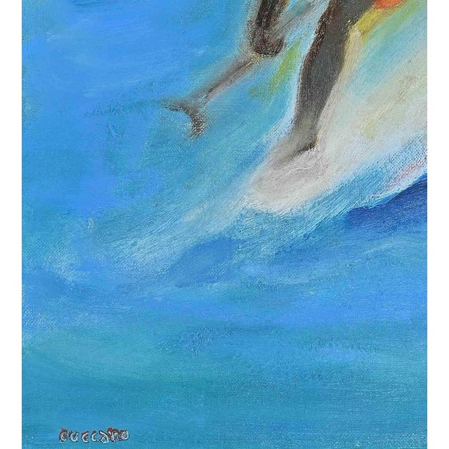 Contemporary Roberto Cuccaro, The Surfer, Oil on Canvas For Sale - Image 3 of 4