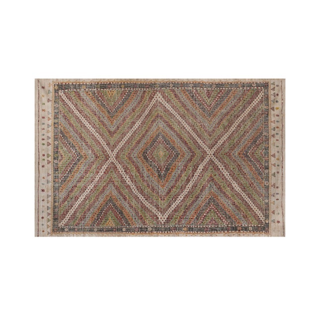Vintage Turkish Flat-Weave Jajim Kilim Rug 6'8'' X 10'4'' 81" x 115" /207x316 Cm Hand with high quality pure wool...