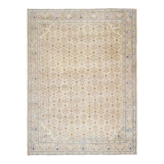 1970s Vintage Persian Handmade Wool Cotton Orange Area Rug For Sale