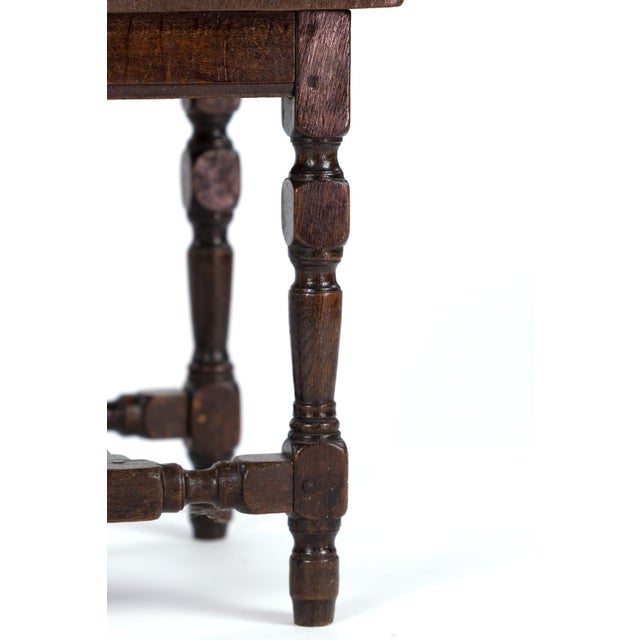 English Oak Square Stool With Turned Legs and H-Stretcher, Circa 1890 For Sale - Image 9 of 11