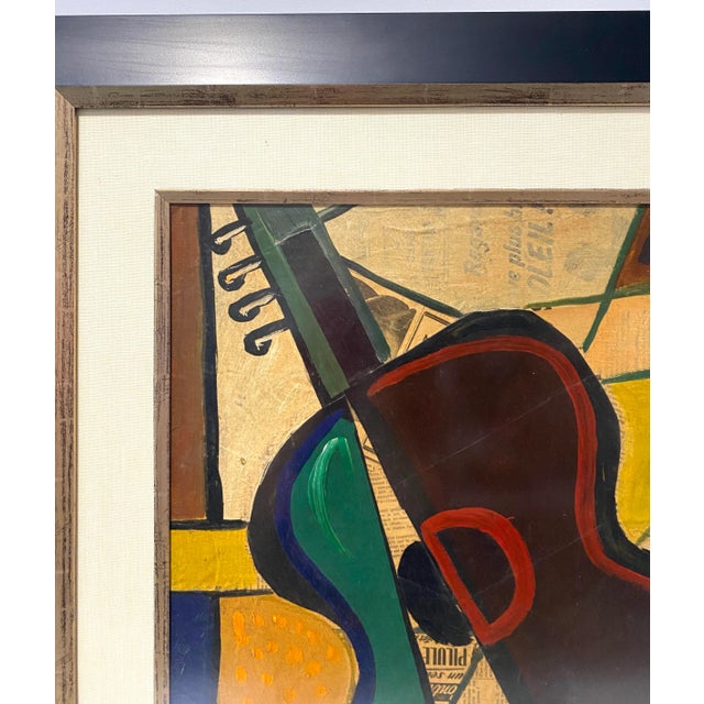 1956 Cubist Guitar Painting For Sale - Image 4 of 13