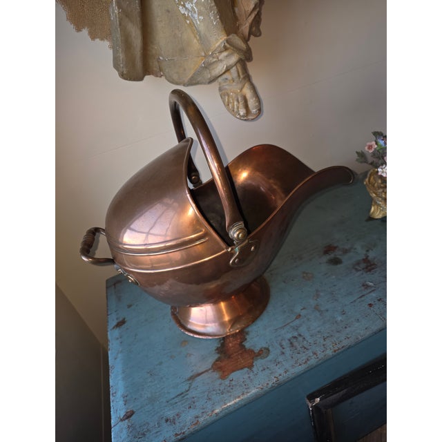 Antique Copper Helmet Form Scuttle For Sale - Image 11 of 13