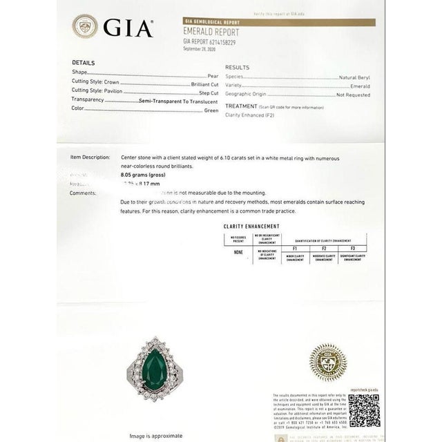 Metal Diamond Emerald Ring 7.50 TCW 18 Karat GIA Certified, Size 6.5 For Sale - Image 7 of 10