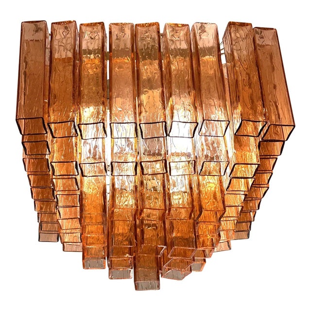Early 21st Century Italian Amber-Rosè Squared Murano Glass Squared Flush Mount by Simoeng for Simoeng For Sale - Image 5 of 5
