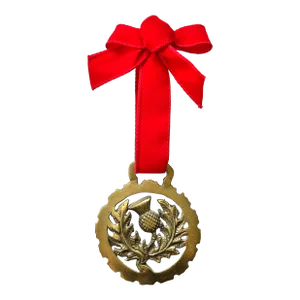 Vintage Equestrian English Horse Brass Holiday Christmas Ornament Thistle Pineapple