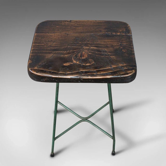 Green 1940s Vintage English Pine Munitions Factory Stool For Sale - Image 8 of 13