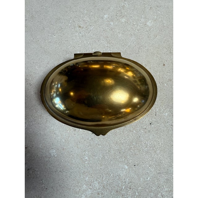 Vintage Brass Clamshell Covered Dish on Stand For Sale - Image 4 of 8
