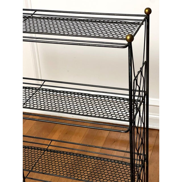 Tony Paul Style Vintage Mid-Century Modern Metal Etagere With Brass Ball Finials, 1960s For Sale - Image 9 of 14