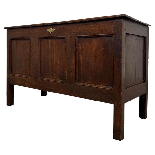 Antique English Georgian Oak Chest, 1900s For Sale - Image 4 of 11